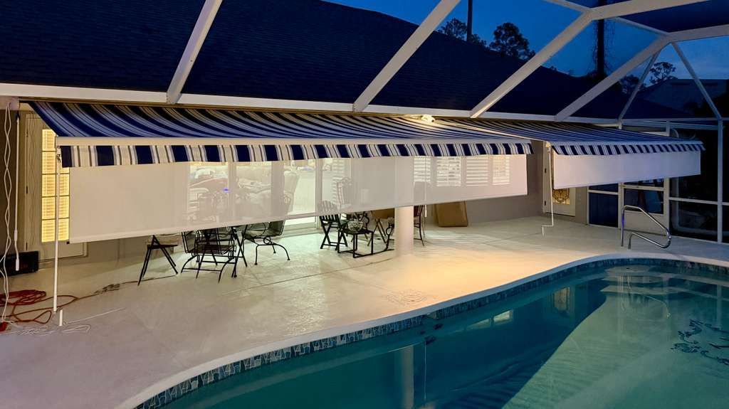 Retractable awning on a Florida home